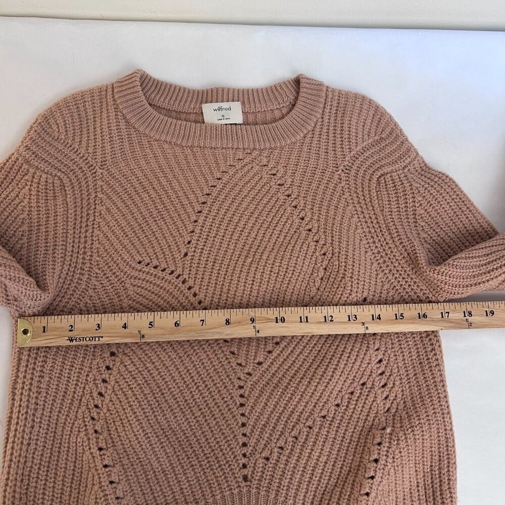 Wilfred Aritzia Merino Wool Pointelle Knit Sweater Mauve Pink XS - Picture 8 of 9